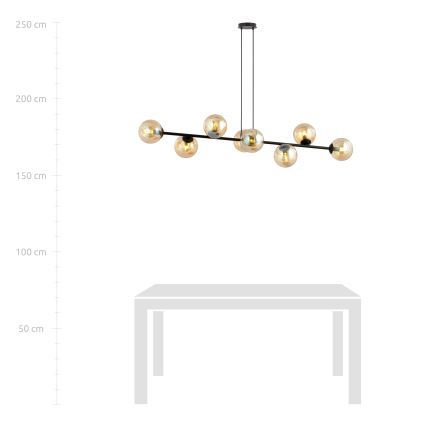 Luster na sajli ROSSI 8xE14/10W/230V crno/bež
