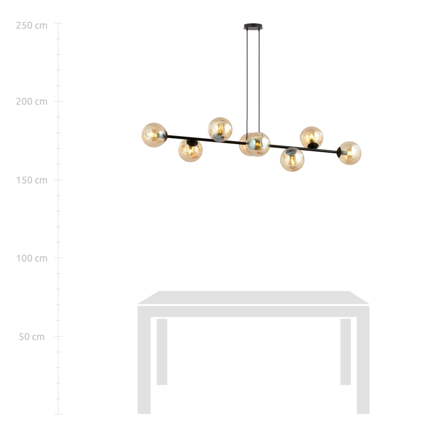 Luster na sajli ROSSI 8xE14/10W/230V crno/bež