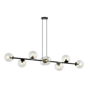 Luster na sajli ROSSI 8xE14/10W/230V crno/prozirna
