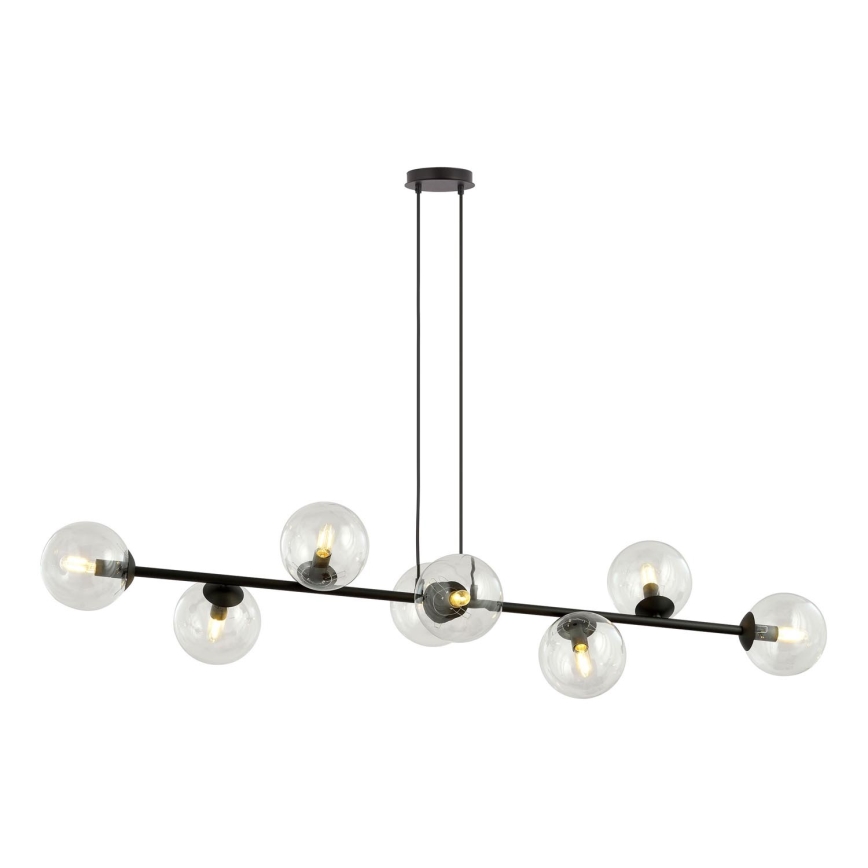 Luster na sajli ROSSI 8xE14/10W/230V crno/prozirna