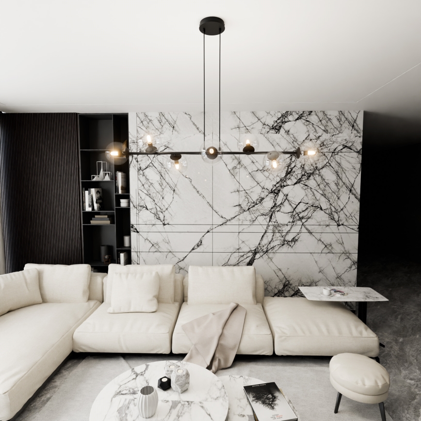 Luster na sajli ROSSI 8xE14/10W/230V crno/prozirna
