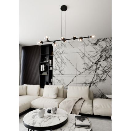 Luster na sajli ROSSI 8xE14/10W/230V crno/prozirna