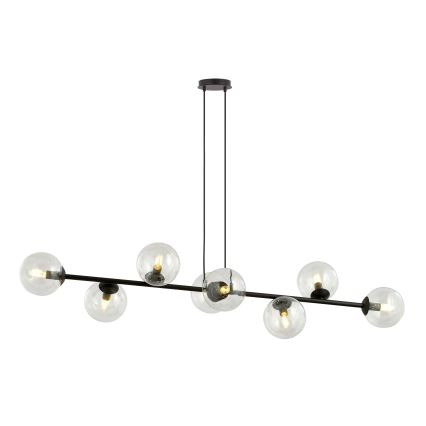 Luster na sajli ROSSI 8xE14/10W/230V crno/prozirna