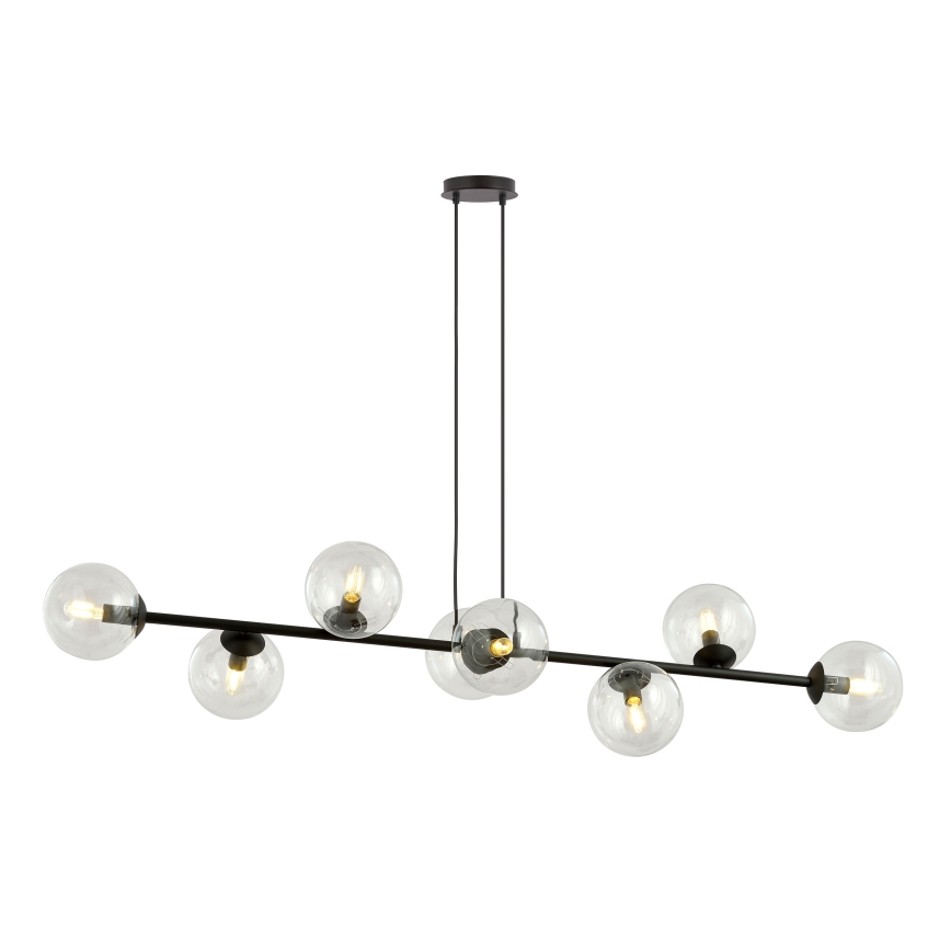 Luster na sajli ROSSI 8xE14/10W/230V crno/prozirna