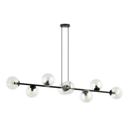 Luster na sajli ROSSI 8xE14/10W/230V crno/prozirna