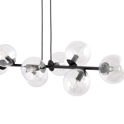 Luster na sajli ROSSI 8xE14/10W/230V crno/prozirna