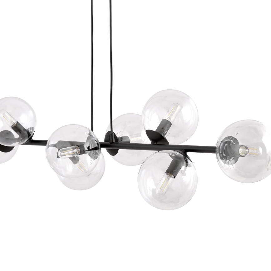 Luster na sajli ROSSI 8xE14/10W/230V crno/prozirna