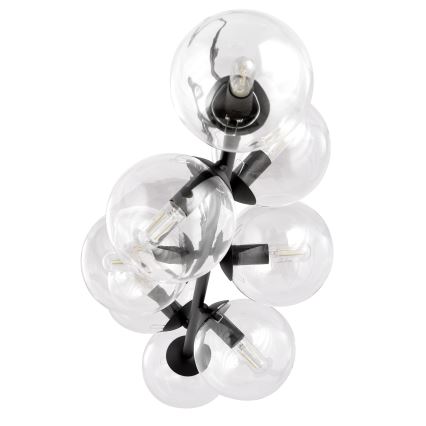 Luster na sajli ROSSI 8xE14/10W/230V crno/prozirna