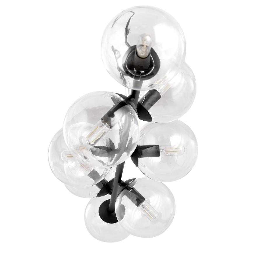Luster na sajli ROSSI 8xE14/10W/230V crno/prozirna