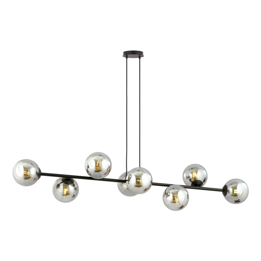 Luster na sajli ROSSI 8xE14/10W/230V crno/sivo