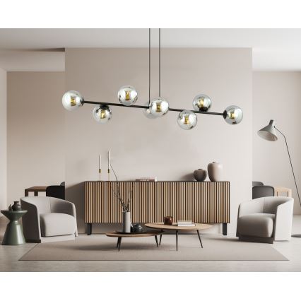 Luster na sajli ROSSI 8xE14/10W/230V crno/sivo