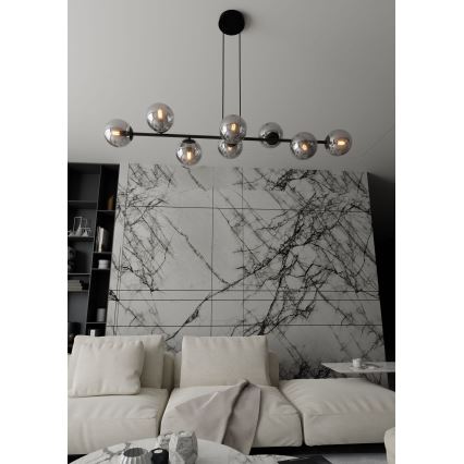 Luster na sajli ROSSI 8xE14/10W/230V crno/sivo