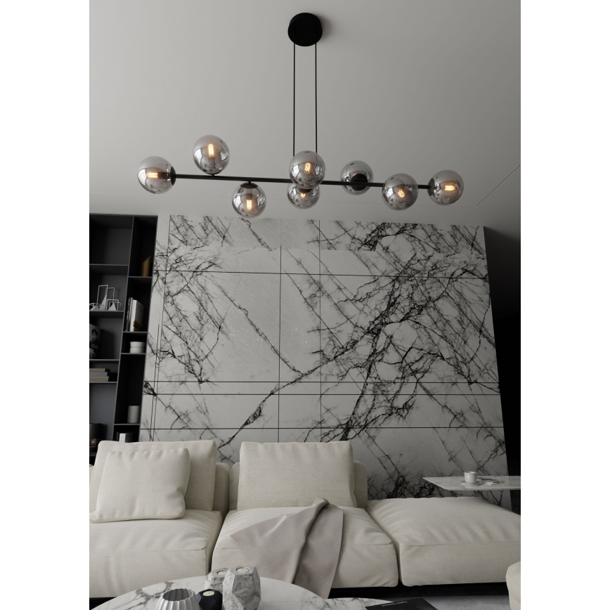 Luster na sajli ROSSI 8xE14/10W/230V crno/sivo