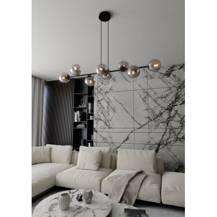 Luster na sajli ROSSI 8xE14/10W/230V crno/sivo