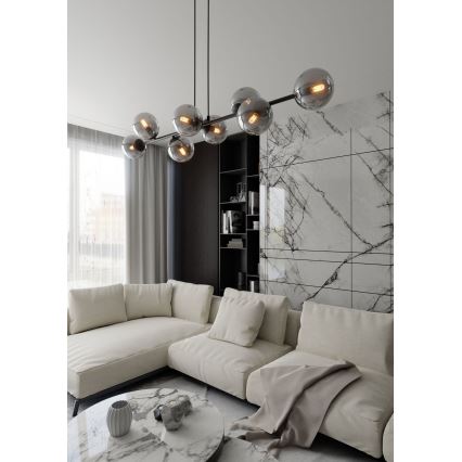 Luster na sajli ROSSI 8xE14/10W/230V crno/sivo