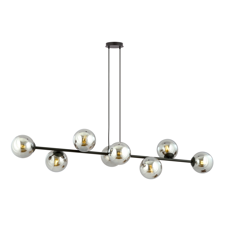 Luster na sajli ROSSI 8xE14/10W/230V crno/sivo