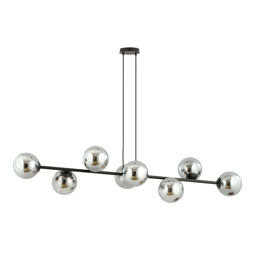 Luster na sajli ROSSI 8xE14/10W/230V crno/sivo