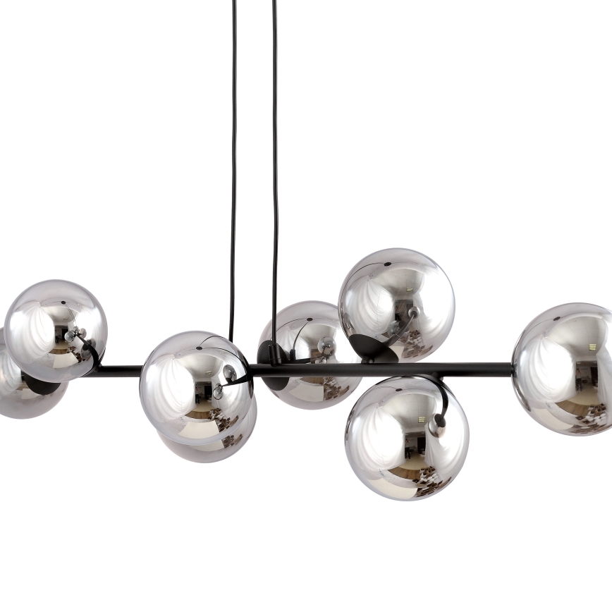 Luster na sajli ROSSI 8xE14/10W/230V crno/sivo
