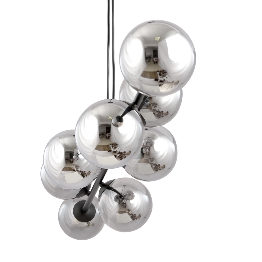 Luster na sajli ROSSI 8xE14/10W/230V crno/sivo