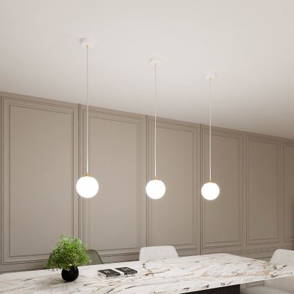 Luster na sajli ROYAL 1xE14/10W/230V pr. 14 cm bela