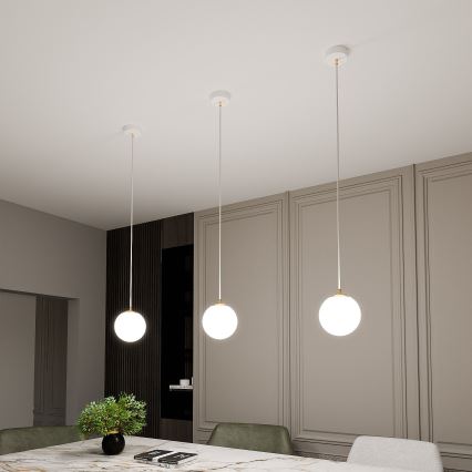 Luster na sajli ROYAL 1xE14/10W/230V pr. 14 cm bela