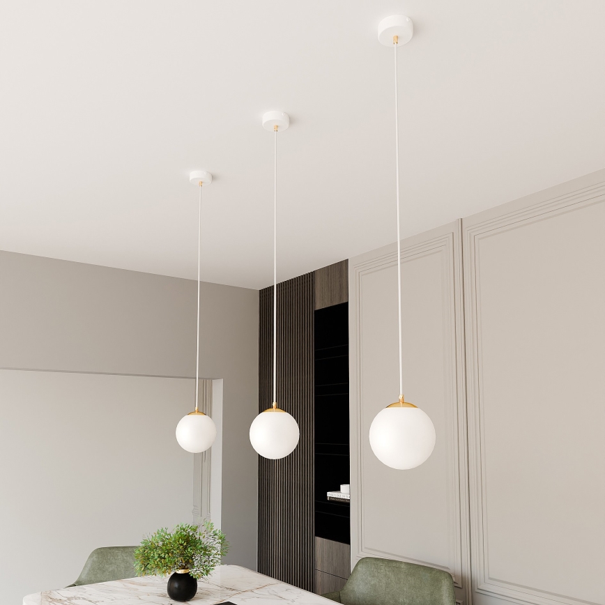 Luster na sajli ROYAL 1xE14/10W/230V pr. 14 cm bela