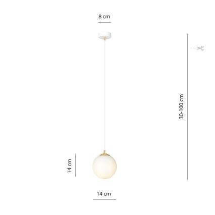 Luster na sajli ROYAL 1xE14/10W/230V pr. 14 cm bela