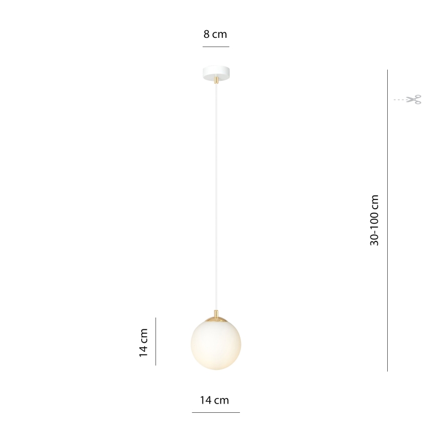 Luster na sajli ROYAL 1xE14/10W/230V pr. 14 cm bela