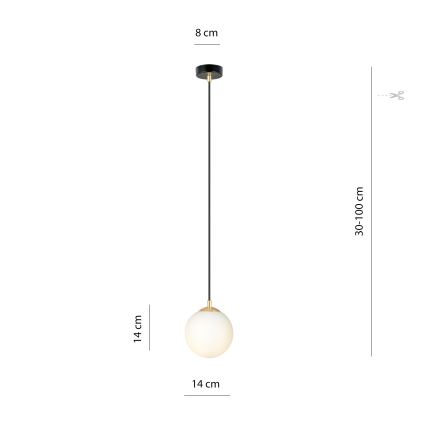 Luster na sajli ROYAL 1xE14/10W/230V pr. 14 cm crno