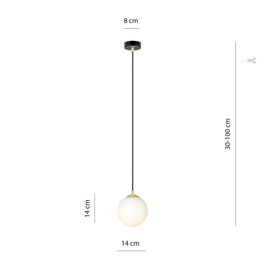 Luster na sajli ROYAL 1xE14/10W/230V pr. 14 cm crno
