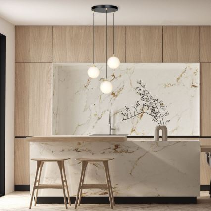 Luster na sajli ROYAL 3xE14/10W/230V pr. 30 cm crno