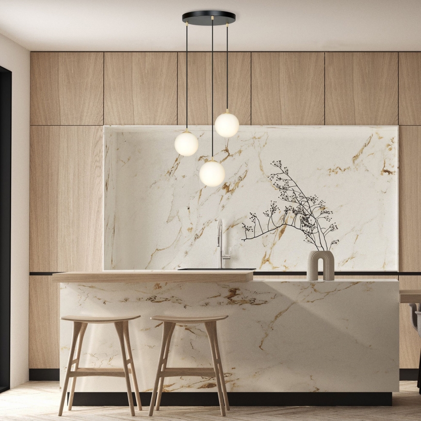 Luster na sajli ROYAL 3xE14/10W/230V pr. 30 cm crno