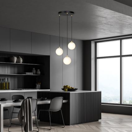 Luster na sajli ROYAL 3xE14/10W/230V pr. 30 cm crno