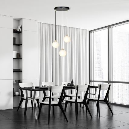 Luster na sajli ROYAL 3xE14/10W/230V pr. 30 cm crno