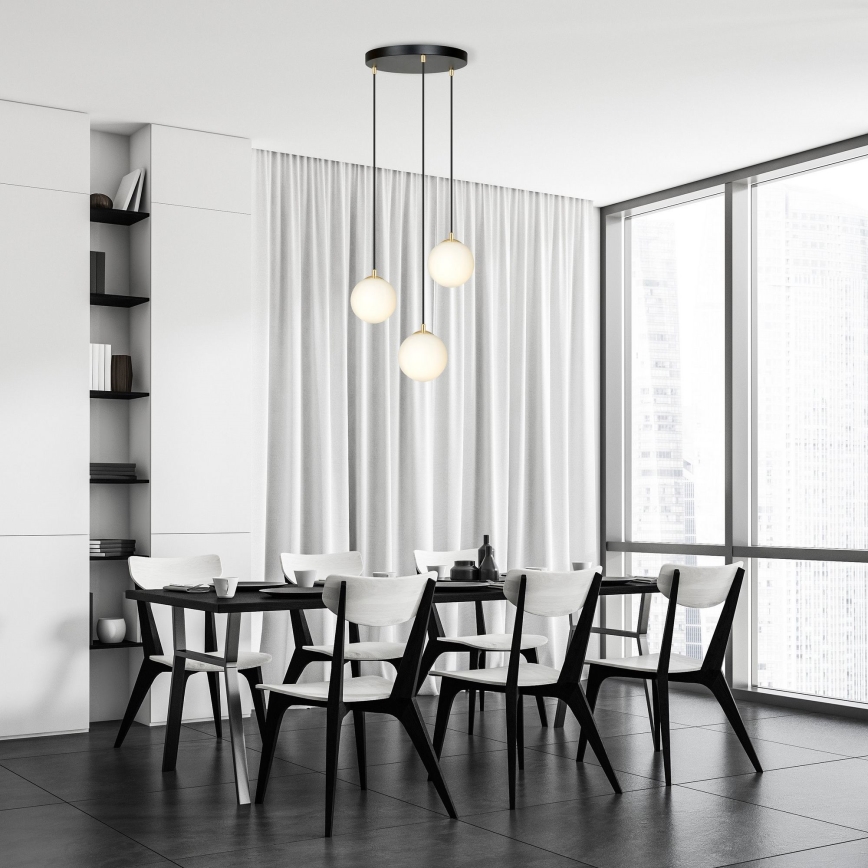 Luster na sajli ROYAL 3xE14/10W/230V pr. 30 cm crno