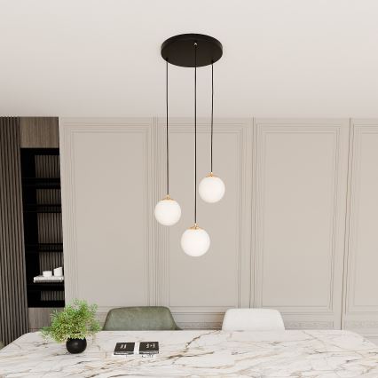 Luster na sajli ROYAL 3xE14/10W/230V pr. 30 cm crno