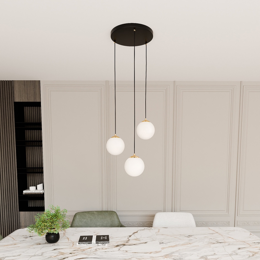 Luster na sajli ROYAL 3xE14/10W/230V pr. 30 cm crno