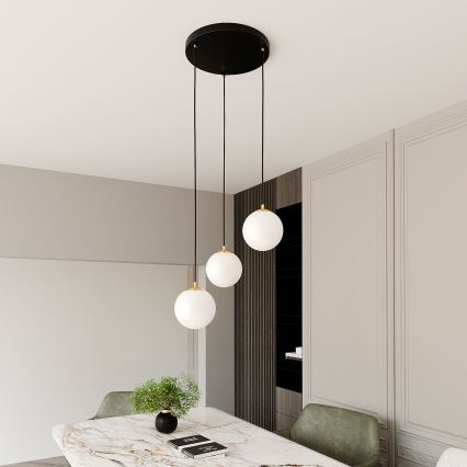 Luster na sajli ROYAL 3xE14/10W/230V pr. 30 cm crno