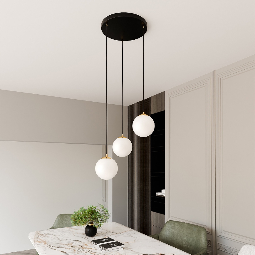Luster na sajli ROYAL 3xE14/10W/230V pr. 30 cm crno
