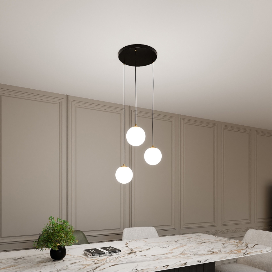Luster na sajli ROYAL 3xE14/10W/230V pr. 30 cm crno