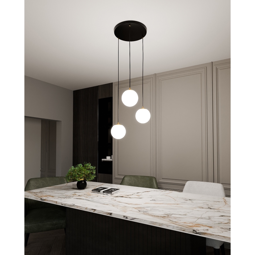 Luster na sajli ROYAL 3xE14/10W/230V pr. 30 cm crno