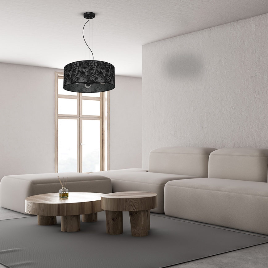Luster na sajli SATINO 3xE27/60W/230V crno/sivo