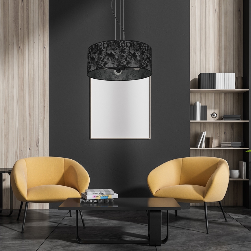 Luster na sajli SATINO 3xE27/60W/230V crno/sivo