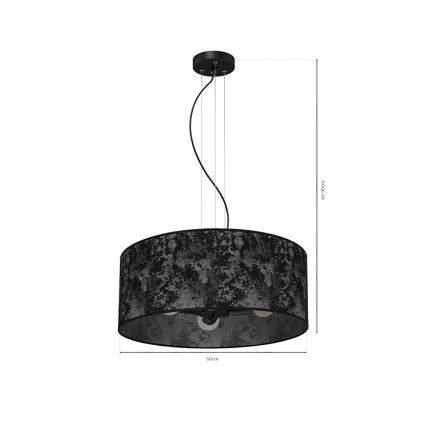 Luster na sajli SATINO 3xE27/60W/230V crno/sivo
