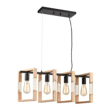 Luster na sajli SERIES 4xE27/11W/230V drvo/crno