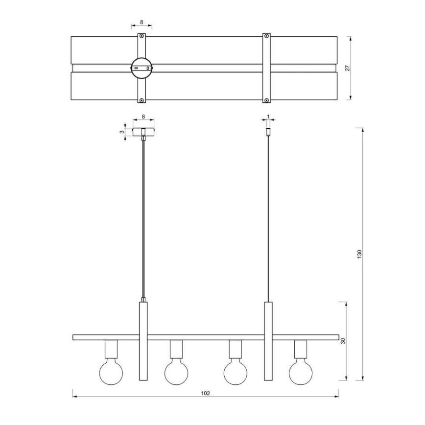 Luster na sajli SHELF 4xE27/60W/230V