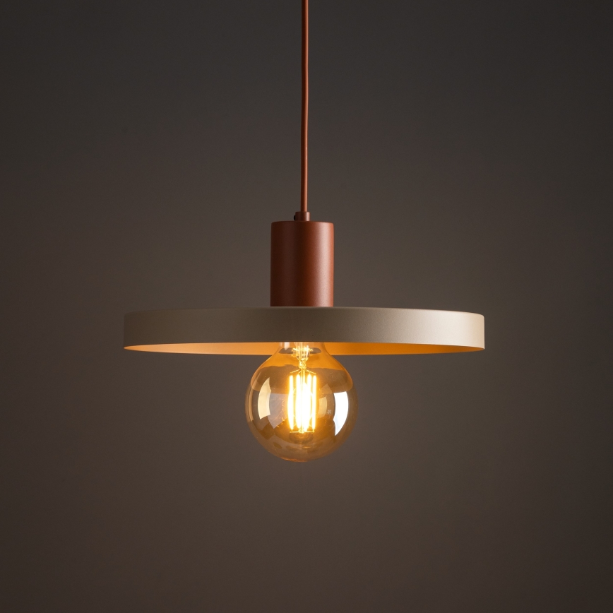 Luster na sajli SILA 1xE27/15W/230V pr. 40 cm bež/cigla