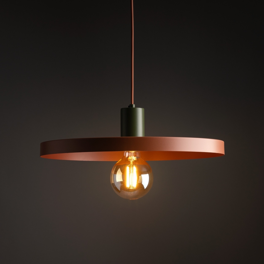 Luster na sajli SILA 1xE27/15W/230V pr. 40 cm cigla/zelena