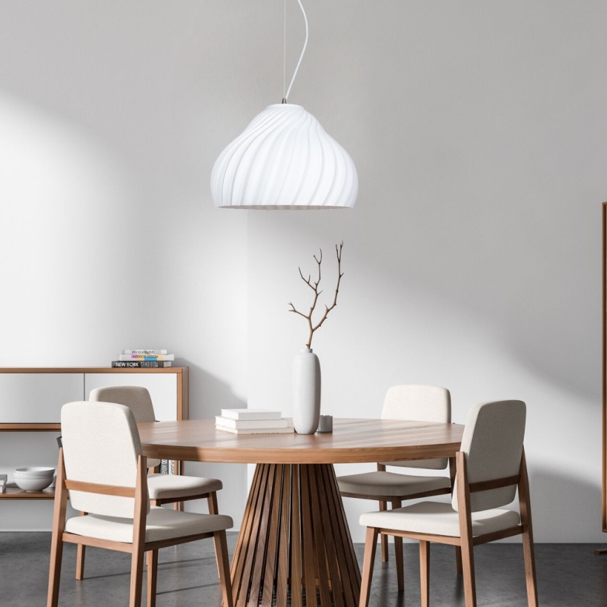 Luster na sajli SILVO 1xE27/60W/230V pr. 38 cm bela