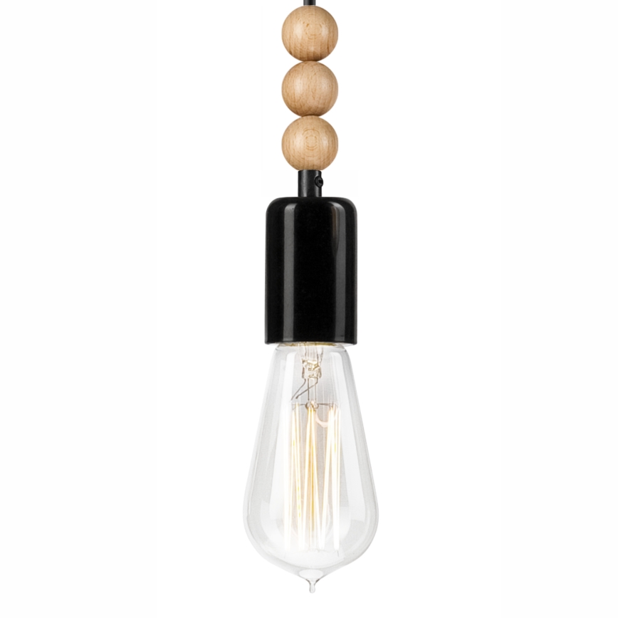 Luster na sajli SIMON 1xE27/60W/230V crno/bukva